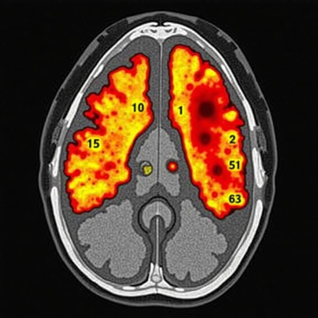 AI indicating masses, calcifications, or abnormal patterns.  